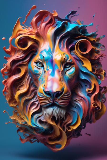 00129-2357974568-_lora_Surreal Harmony_1_Surreal Harmony - a sculpture of a lion's head emerging from a chaotic swirl of colors.png